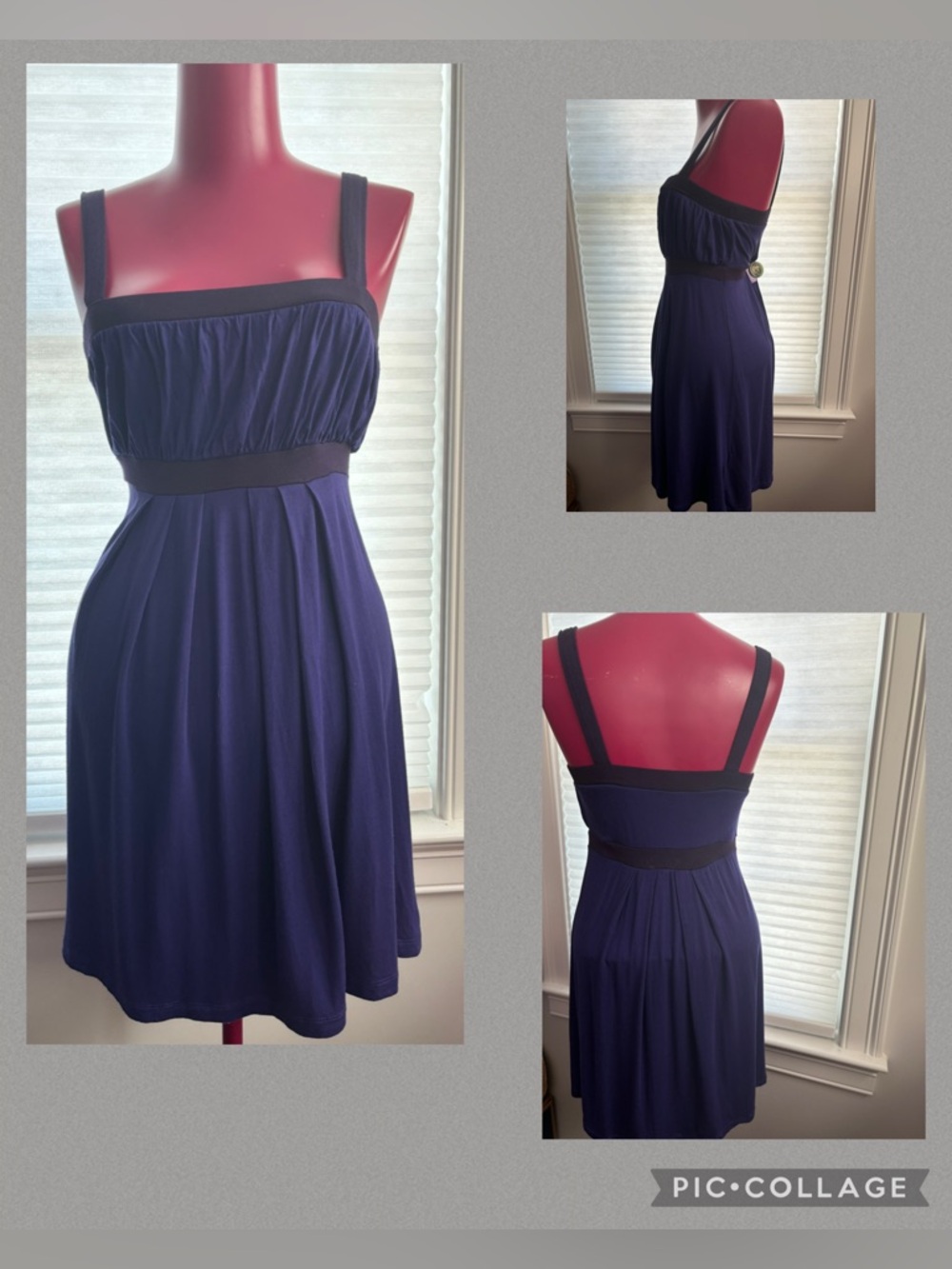 H&M Blue Ruched Tiered Sundress size 6